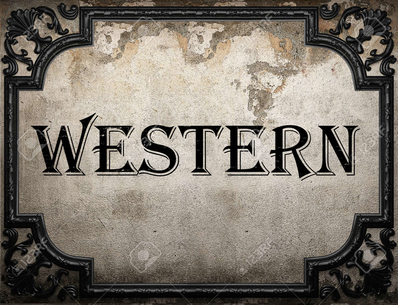 Western Word On Concrete Wall Stock Photo, Picture and Royalty Free Image.  Image 51882955.