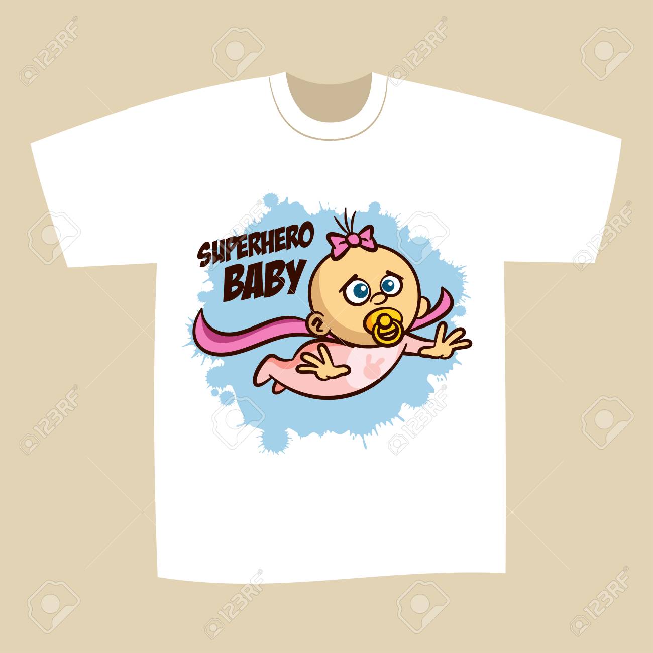 T シャツ プリント デザイン スーパー ヒーロー女の赤ちゃんのイラスト素材 ベクタ Image T シャツ プリント デザイン スーパー ヒーロー女の赤ちゃんのイラスト素材 ベクタ Image
