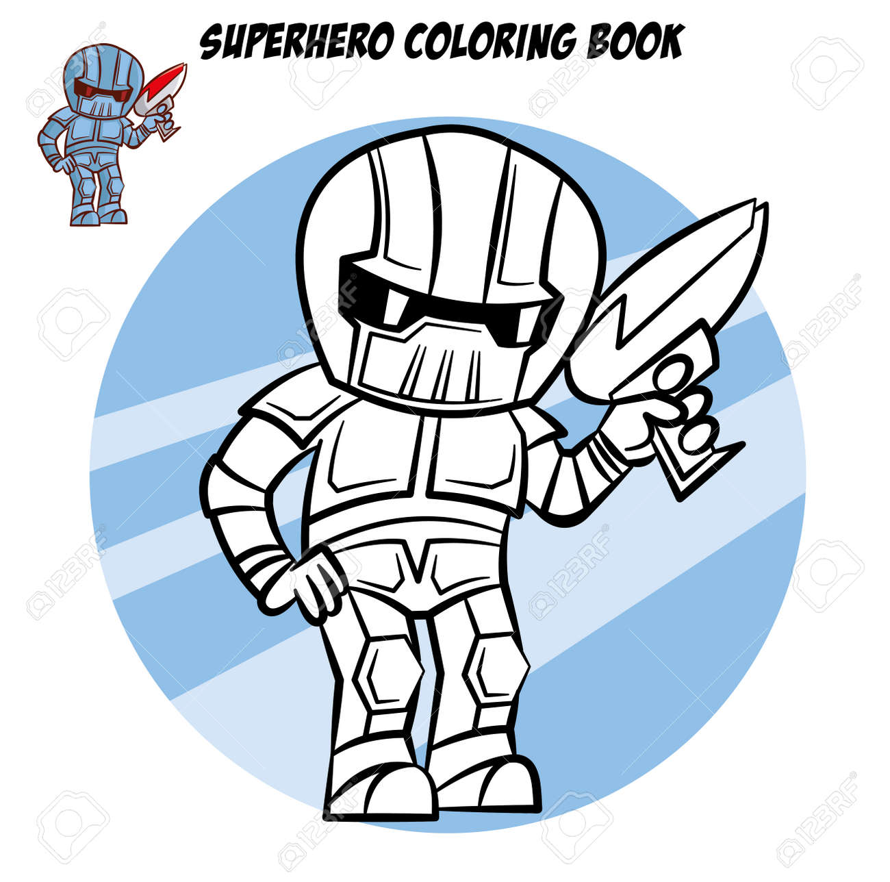 Superhero Coloring Book. Comic Character Isolated On White ... Superhero Coloring Book. Comic Character Isolated On White ...