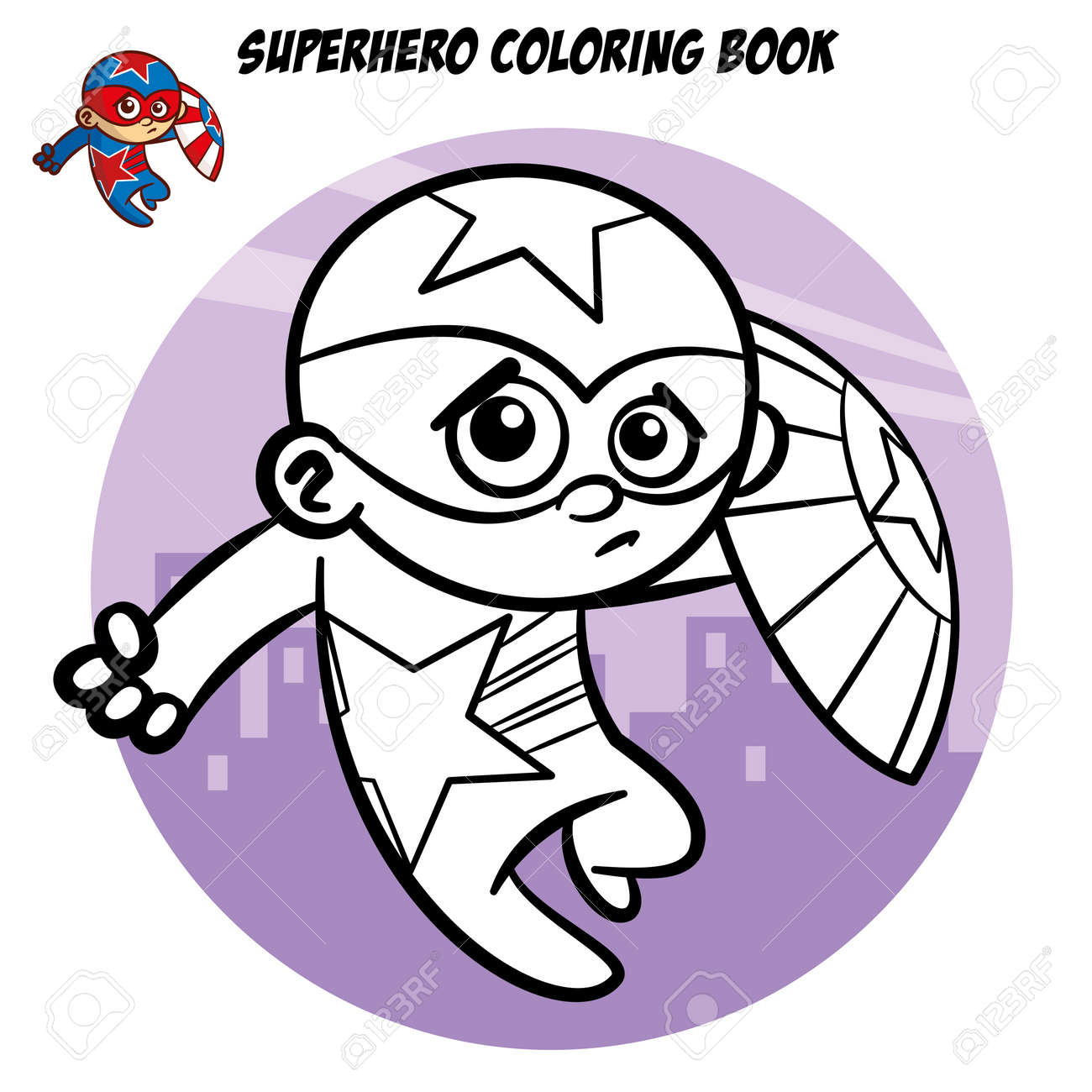 superhero coloring book comic character isolated on white superhero coloring