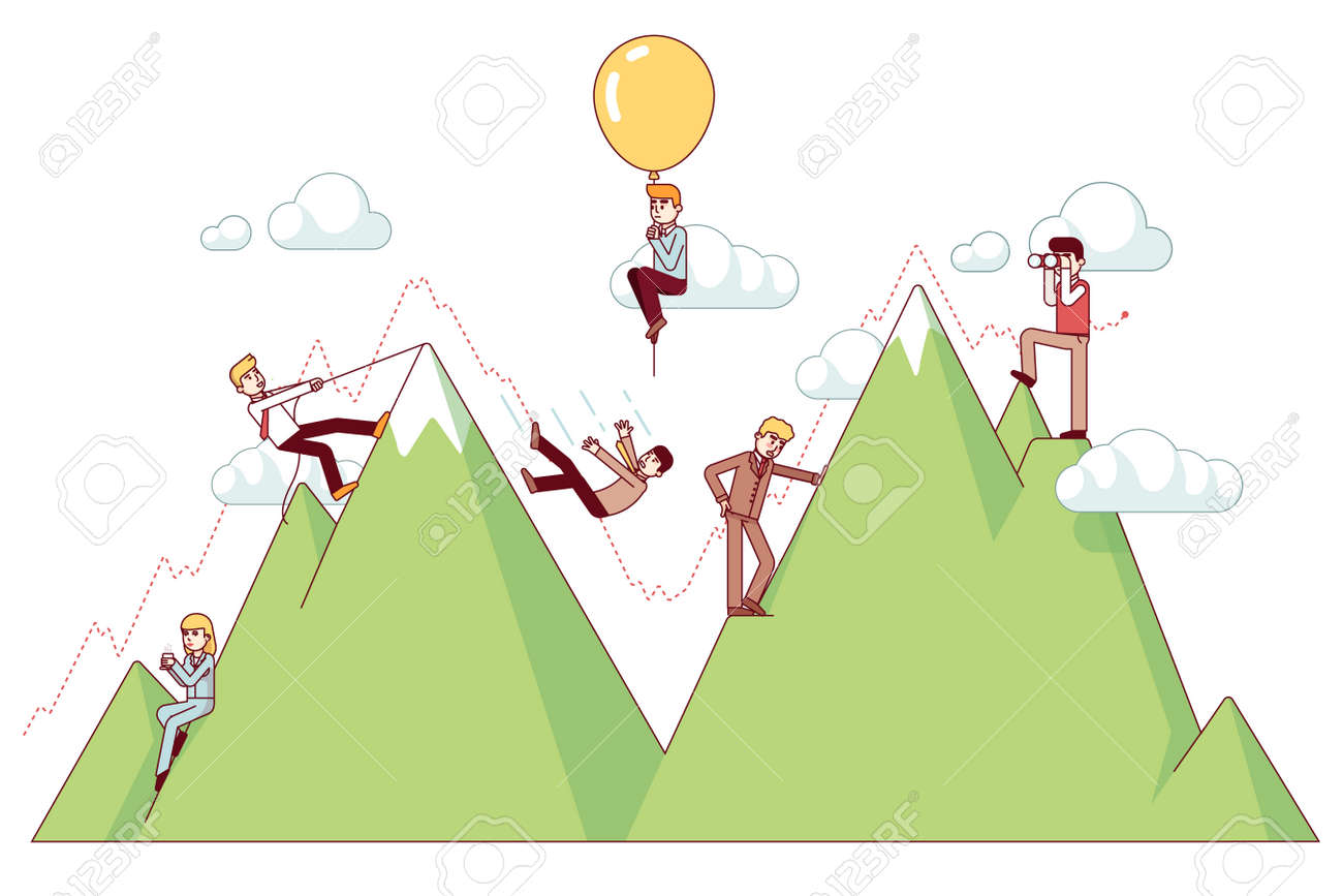 Ups And Downs On A Entrepreneur Path Of Business Concept