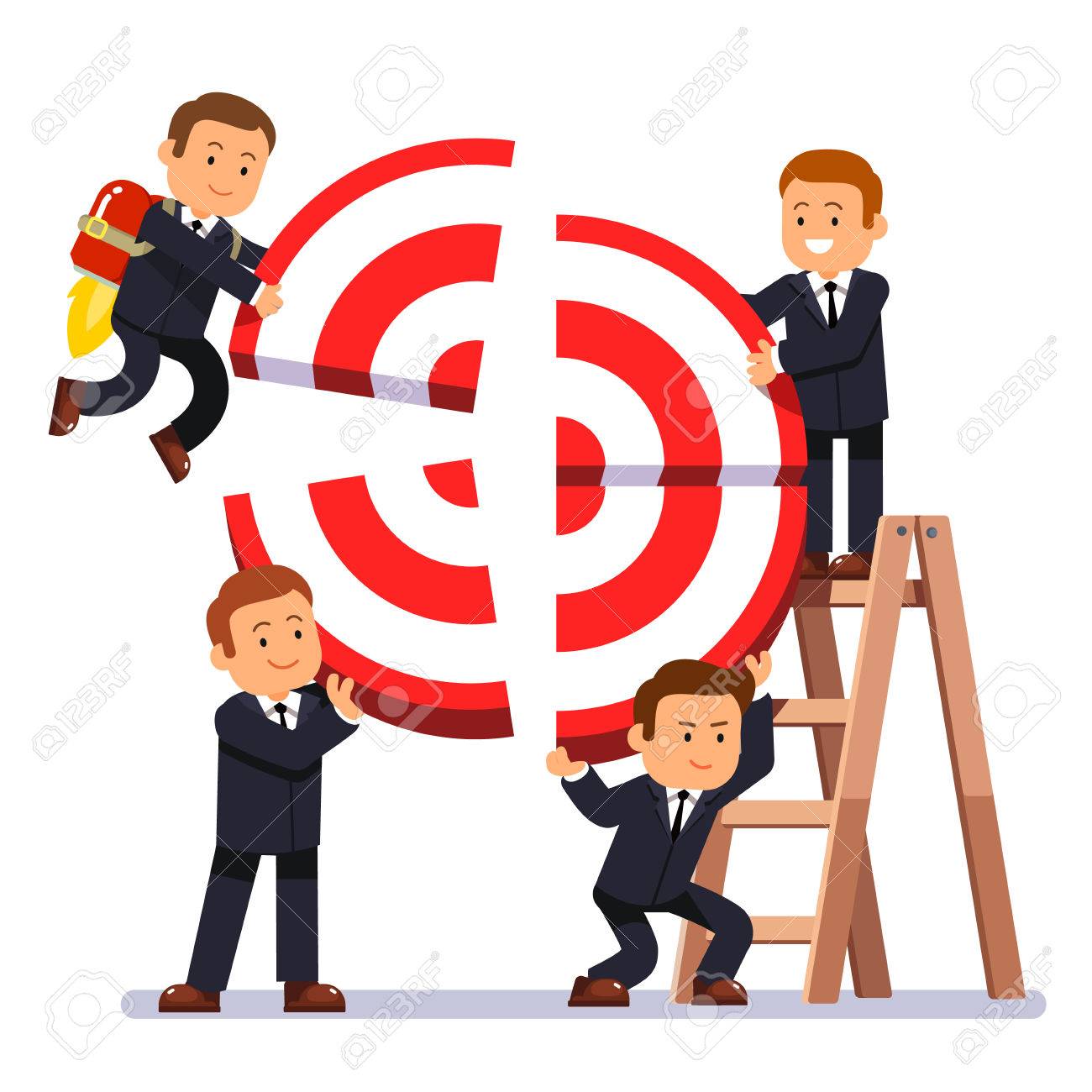 businessman team building aim business people working together form team