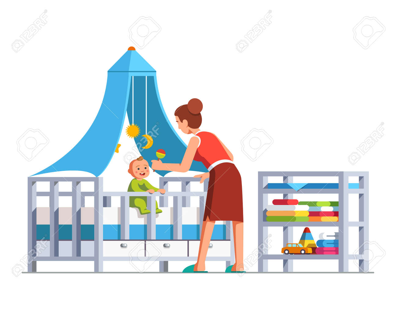 Mere Jouant Au Hochet Pour Petit Bebe Fils Bebe Assis Dans Un Lit De Bebe Ou Un Lit Bebe Illustration Vectorielle De Dessin Anime Plat Clip Art Libres De Droits Vecteurs Mere Jouant Au Hochet Pour Petit Bebe Fils Bebe Assis Dans Un Lit De Bebe Ou Un Lit Bebe Illustration Vectorielle De Dessin Anime Plat Clip Art Libres De Droits Vecteurs