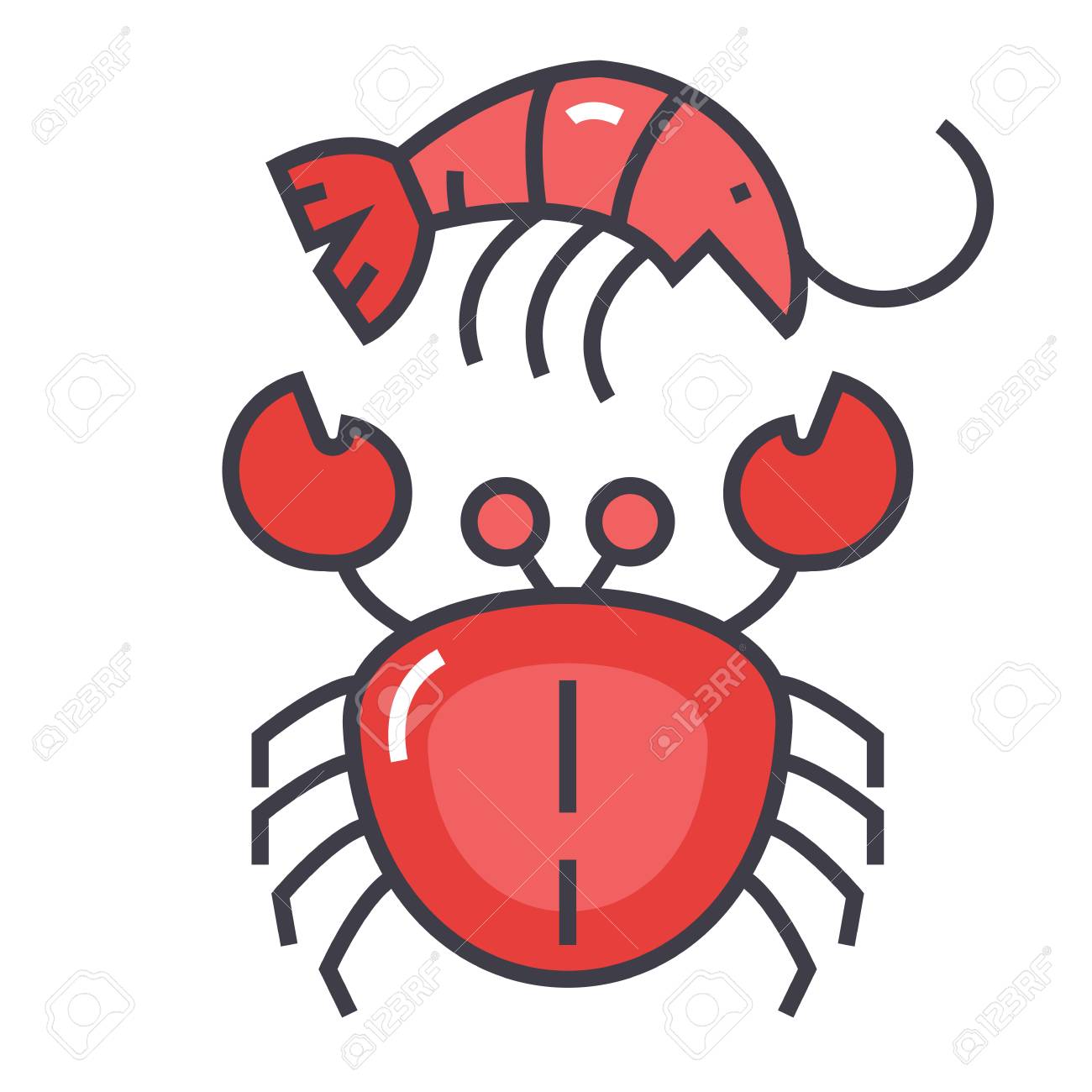 Seafood Shrimp Crab Concept Line Vector Icon Editable Stroke Flat Linear Illustration Isolated On White Background Royalty Free Cliparts Vectors And Stock Illustration Image 9759