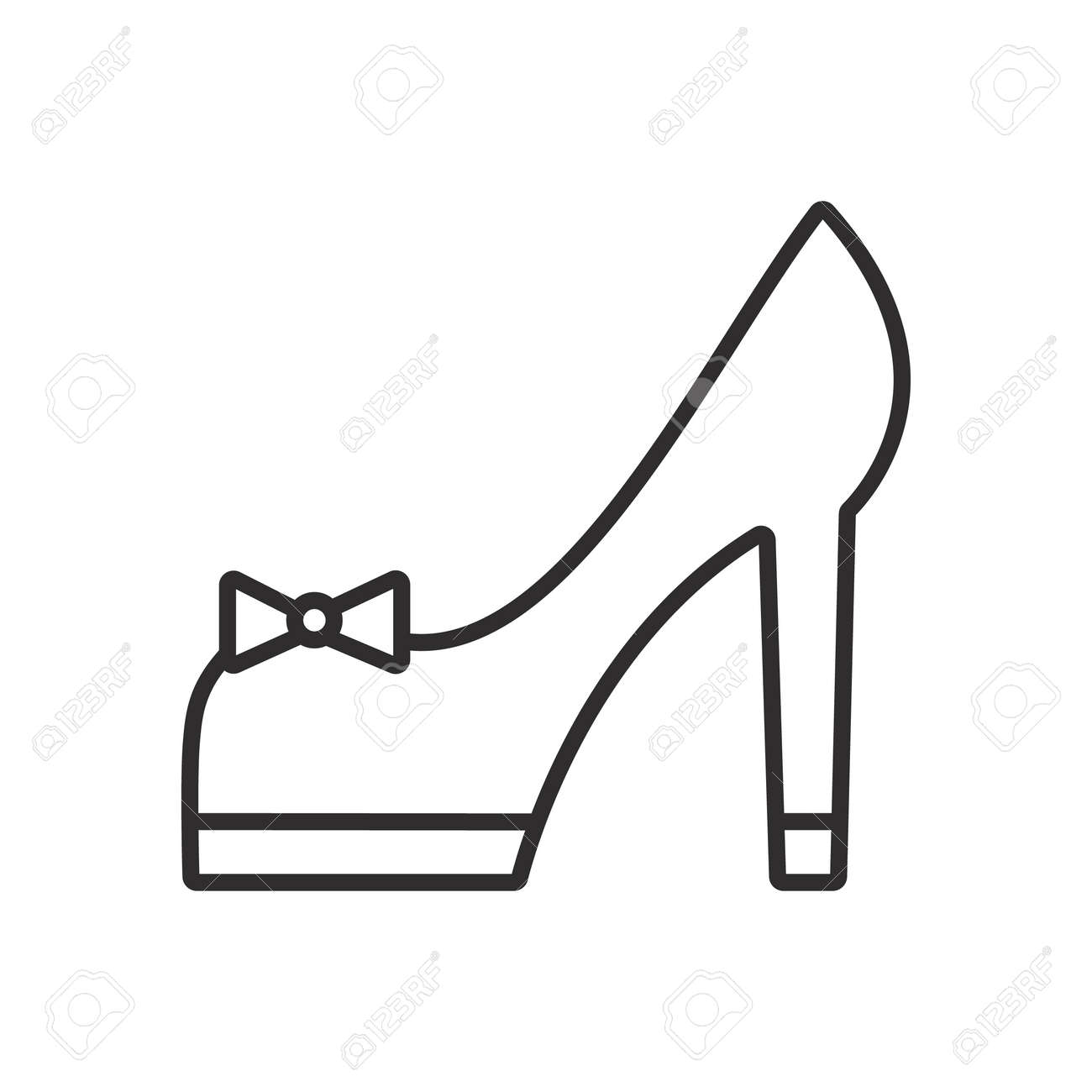 Bridal Shoes Vector Line Icon Sign Illustration On White