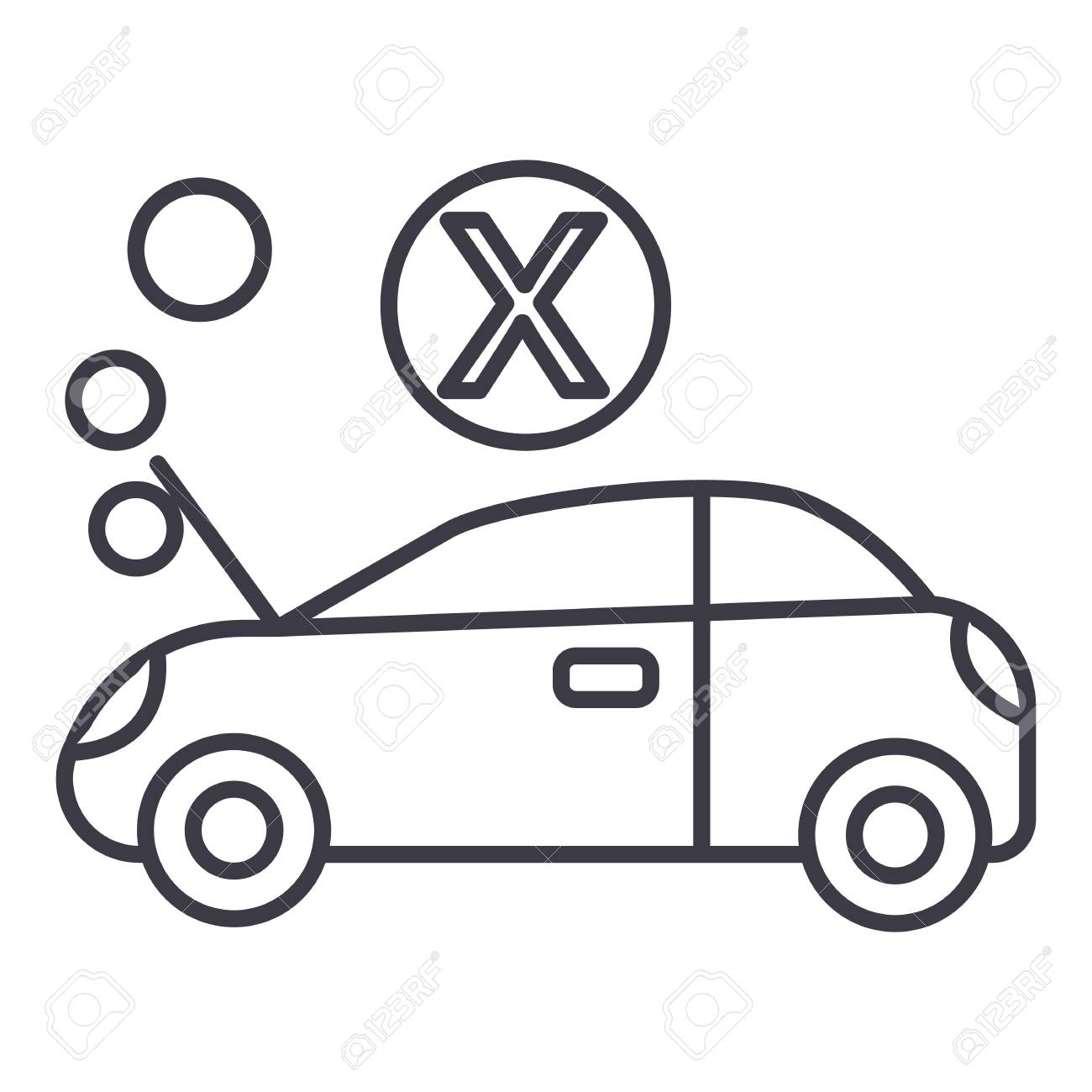 車が故障した 白い背景 編集可能なストロークのベクトル線アイコン 記号 イラスト のイラスト素材 ベクタ Image