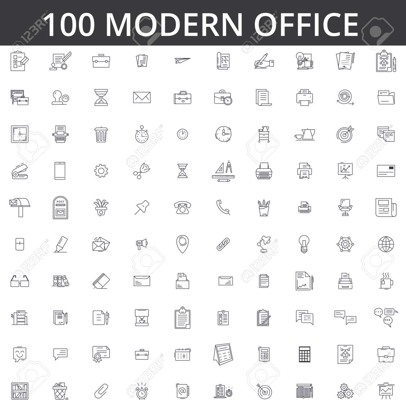 事務所 ペーパー ドキュメント プリンター 契約 コンピューター ペン 鉛筆 フォルダー 定規印刷文具紙本メール行アイコン標識のイラスト素材 ベクタ Image