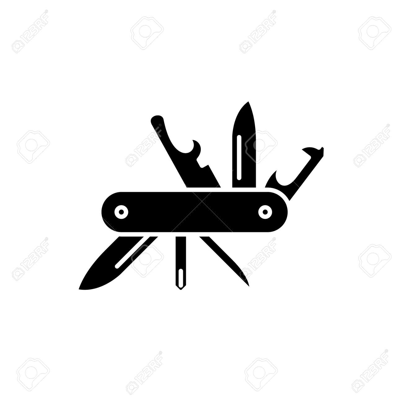 Multipurpose knife black icon, concept vector sign on isolated background. Multipurpose knife illustration, symbol - 127290277 Multipurpose knife black icon, concept vector sign on isolated background. Multipurpose knife illustration, symbol - 127290277