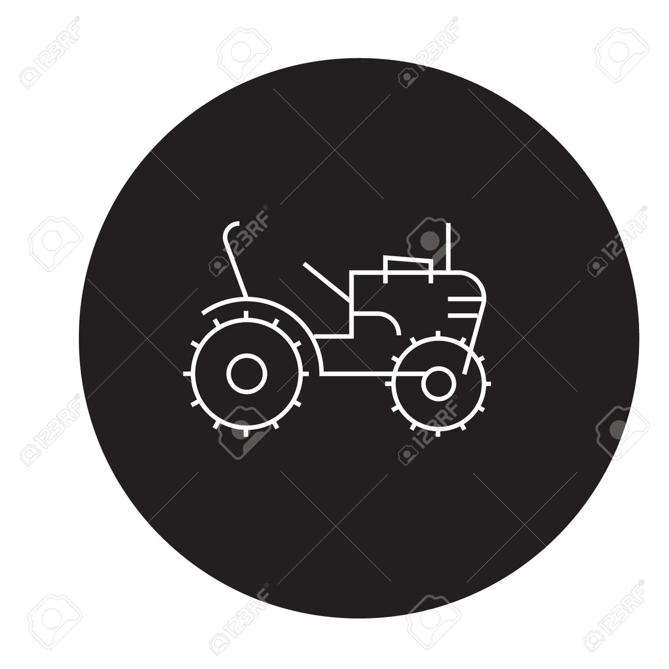 Mini Tractor Black Vector Concept Icon Mini Tractor Flat