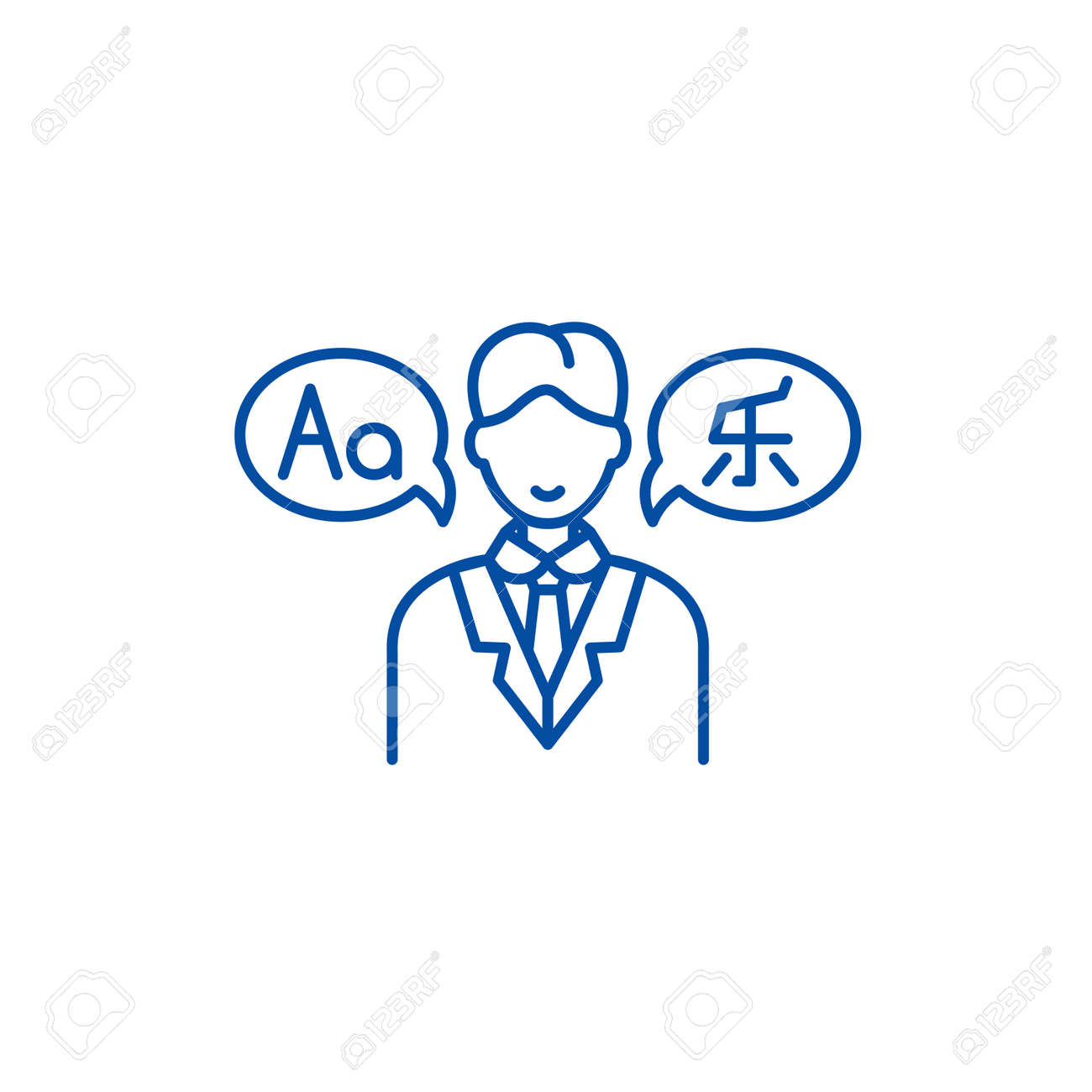 Translator line concept icon. Translator flat vector website sign, outline symbol, illustration. - 119676721 Translator line concept icon. Translator flat vector website sign, outline symbol, illustration. - 119676721