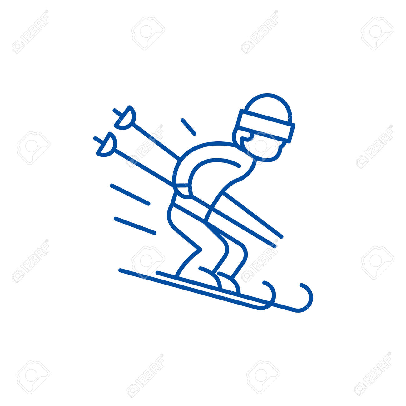 Snow skiing line concept icon. Snow skiing flat vector website sign, outline symbol, illustration. - 119920921 Snow skiing line concept icon. Snow skiing flat vector website sign, outline symbol, illustration. - 119920921
