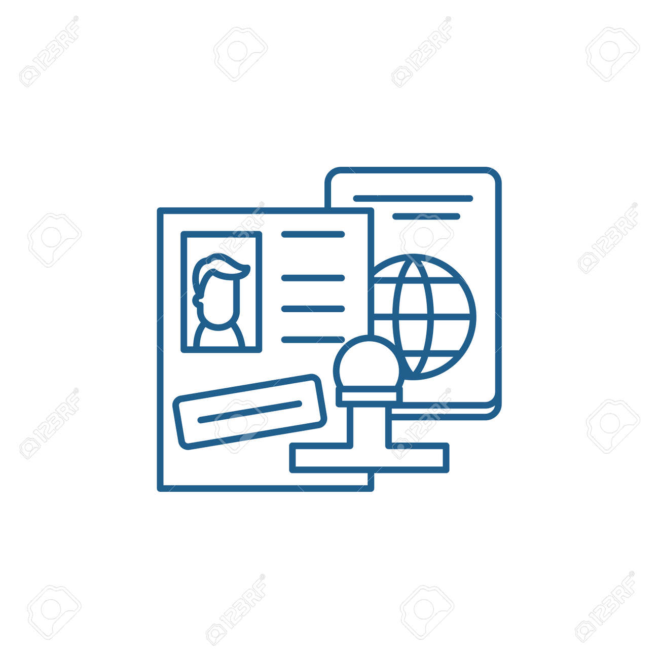 Tourist visa line concept icon. Tourist visa flat vector website sign, outline symbol, illustration. - 120117702 Tourist visa line concept icon. Tourist visa flat vector website sign, outline symbol, illustration. - 120117702