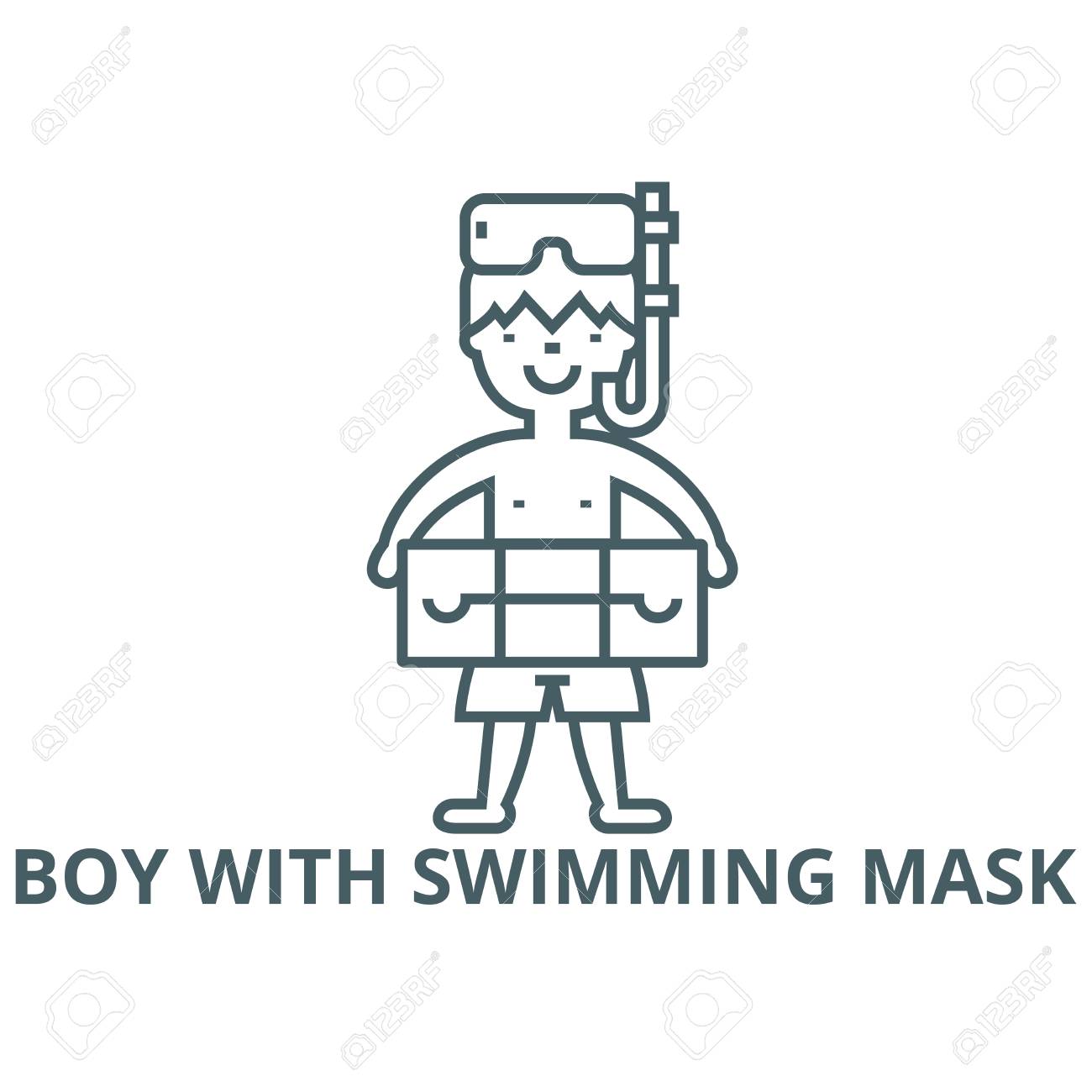 boy with swimming mask line icon vector boy with swimming royalty free cliparts vectors and stock illustration image 120733024 123rf com