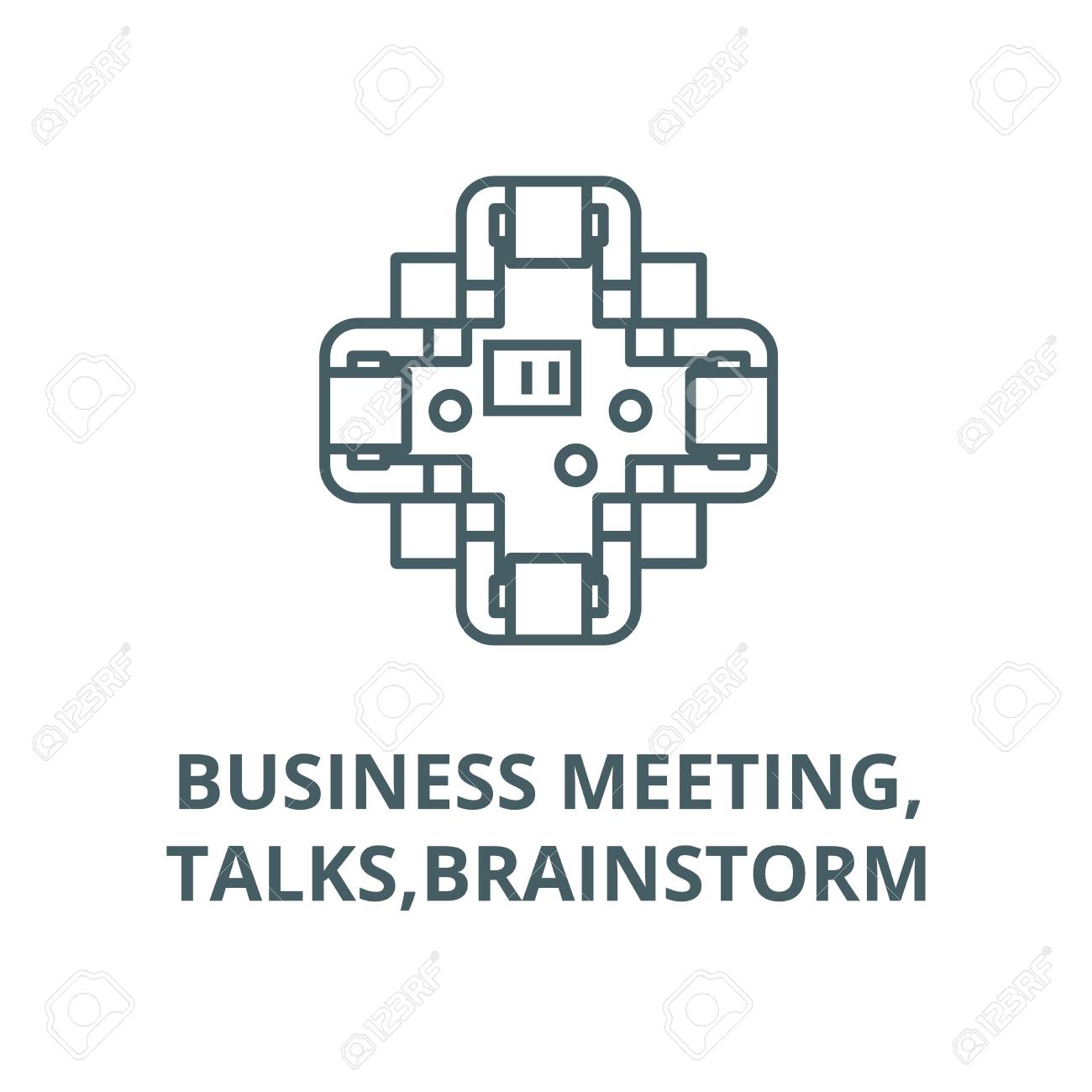 business meeting talks brainstorm line icon vector business business meeting outline