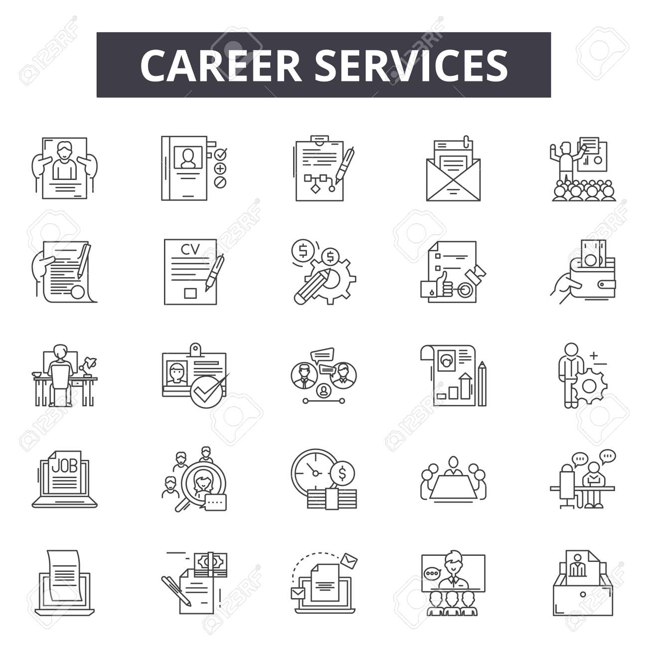 Career line icons, signs set, vector. Career outline concept illustration: business,career,manager,businessman,job,person,people - 120893801 Career line icons, signs set, vector. Career outline concept illustration: business,career,manager,businessman,job,person,people - 120893801
