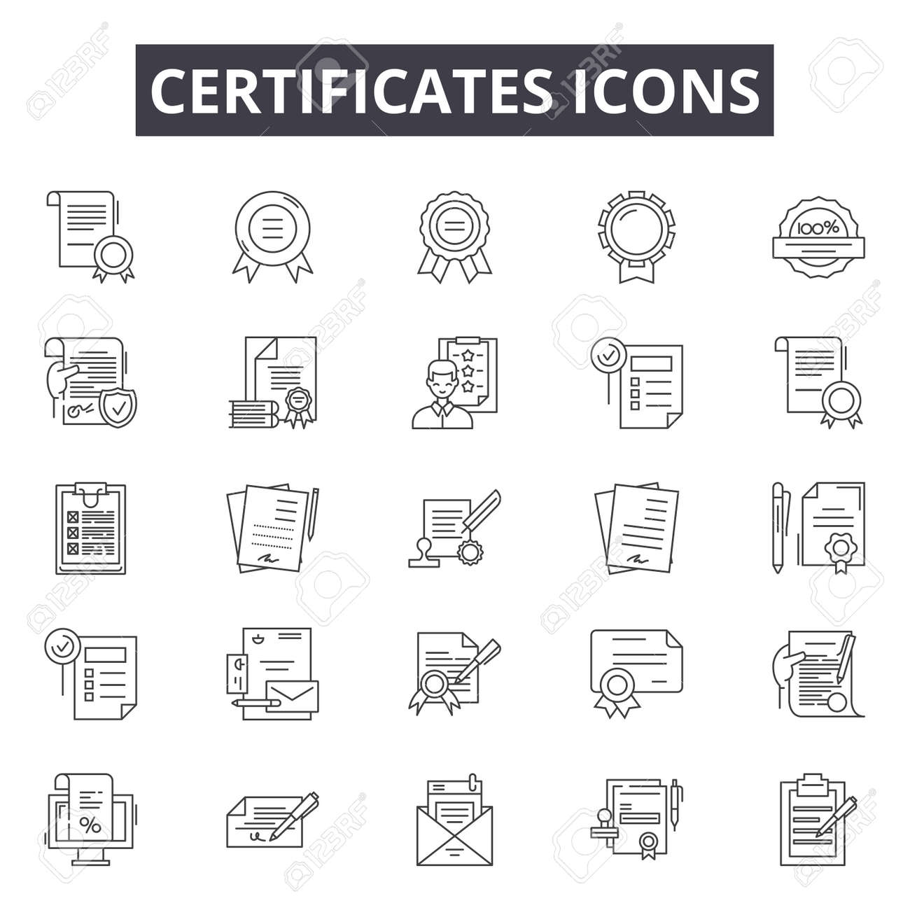 certificates line icons signs set vector certificates outline certificate outline
