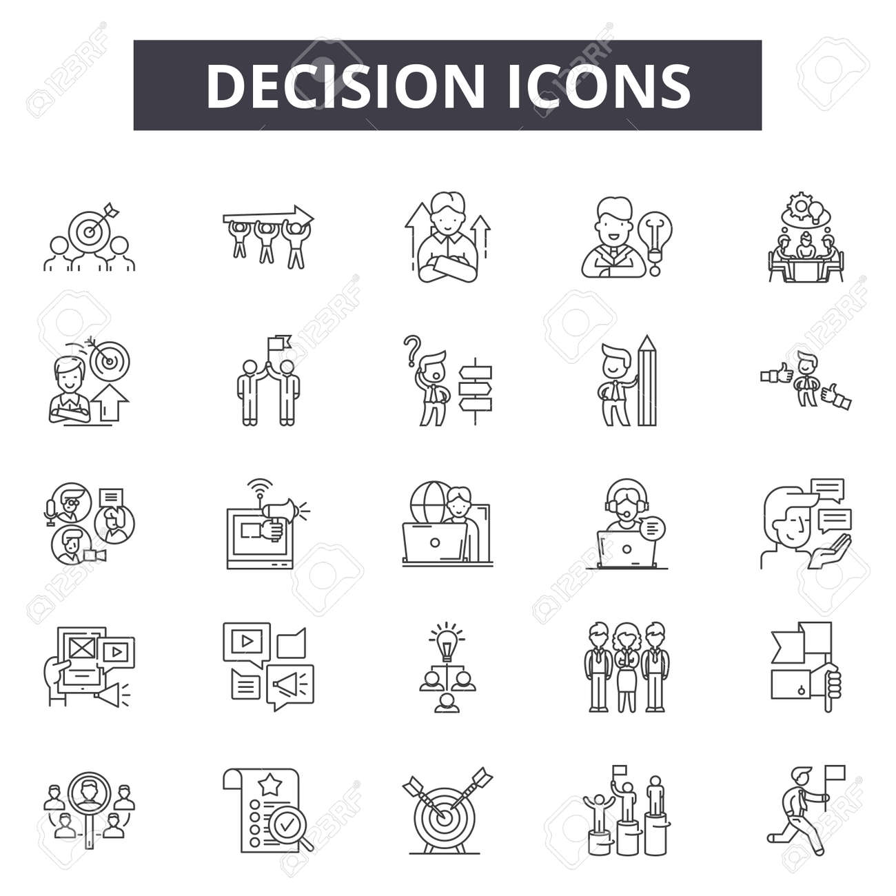 Decision line icons, signs set, vector. Decision outline concept illustration: decision,business,direction,choice,way,solution - 120894795 Decision line icons, signs set, vector. Decision outline concept illustration: decision,business,direction,choice,way,solution - 120894795