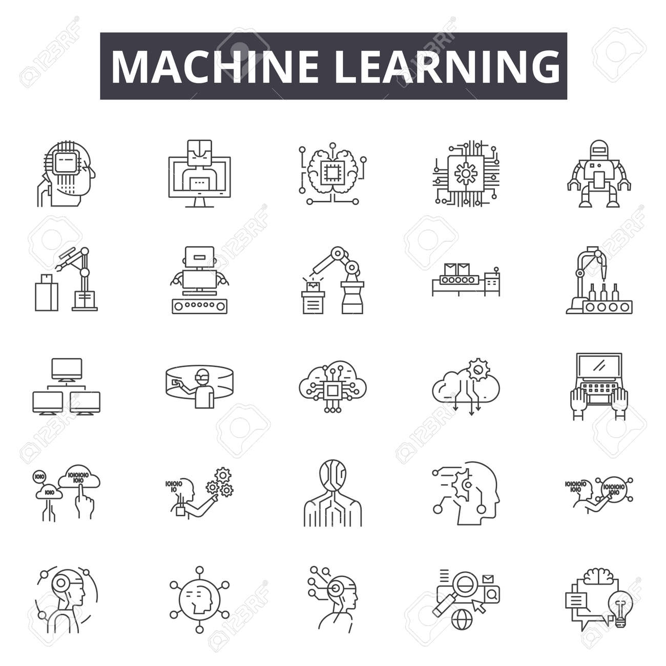 Machine learning system line icons, signs set, vector. Machine learning system outline concept illustration: system,data,technology,machine,intelligence,learning,science,information,business - 120896876 Machine learning system line icons, signs set, vector. Machine learning system outline concept illustration: system,data,technology,machine,intelligence,learning,science,information,business - 120896876