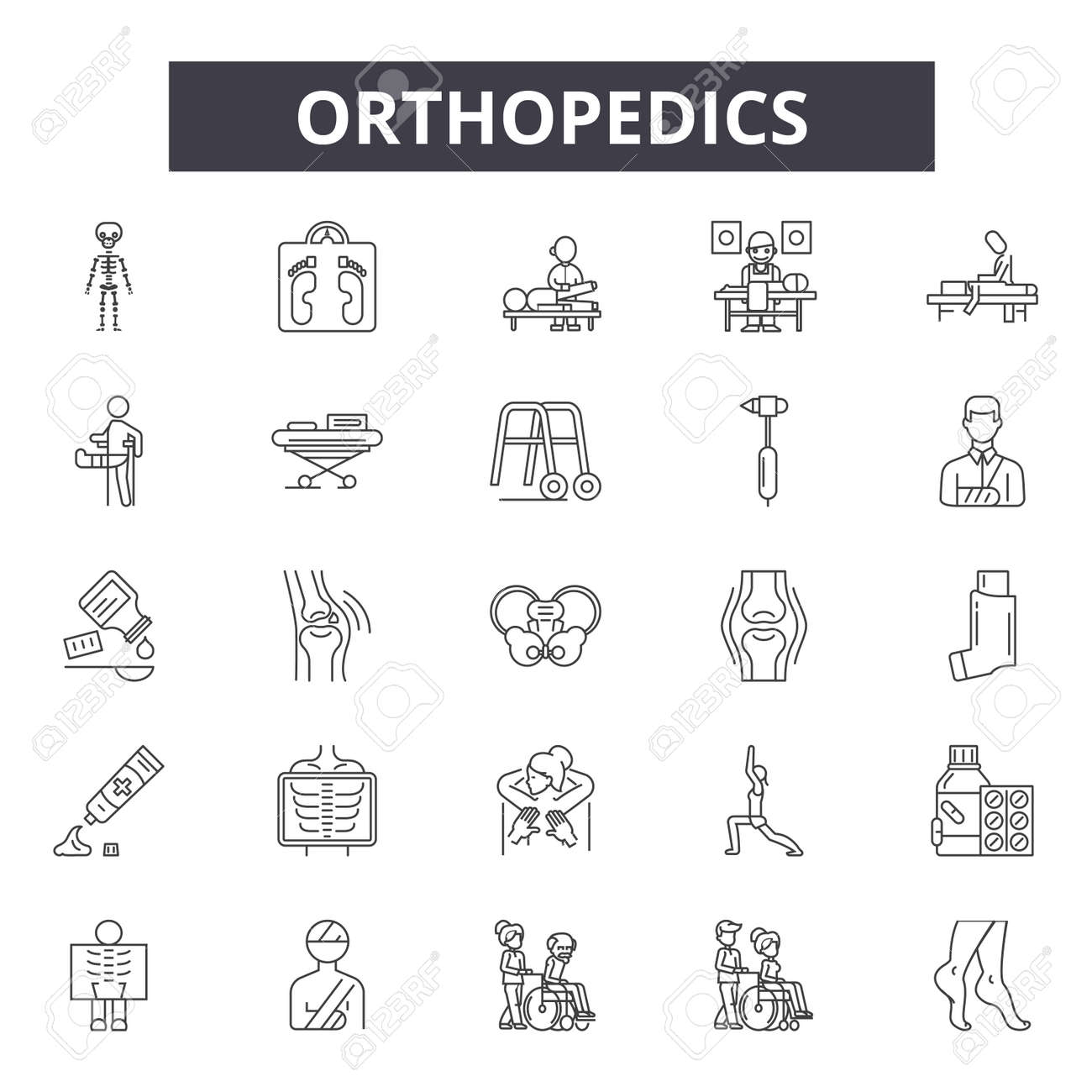 Orthopedics line icons, signs, vector set, outline concept, linear illustration - 122419553 Orthopedics line icons, signs, vector set, outline concept, linear illustration - 122419553