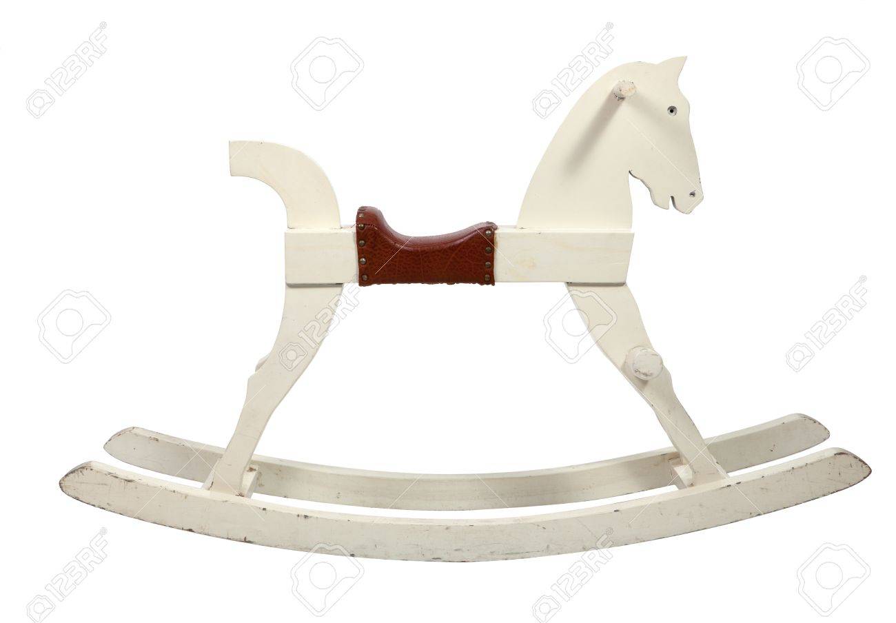 cheval a bascule bois blanc