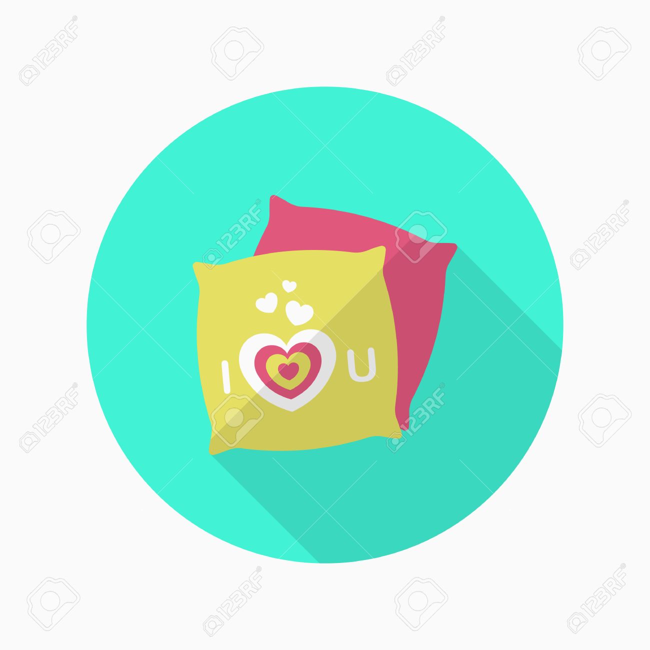 valentines day pillow icon vector flat long shadow design fall shadow design