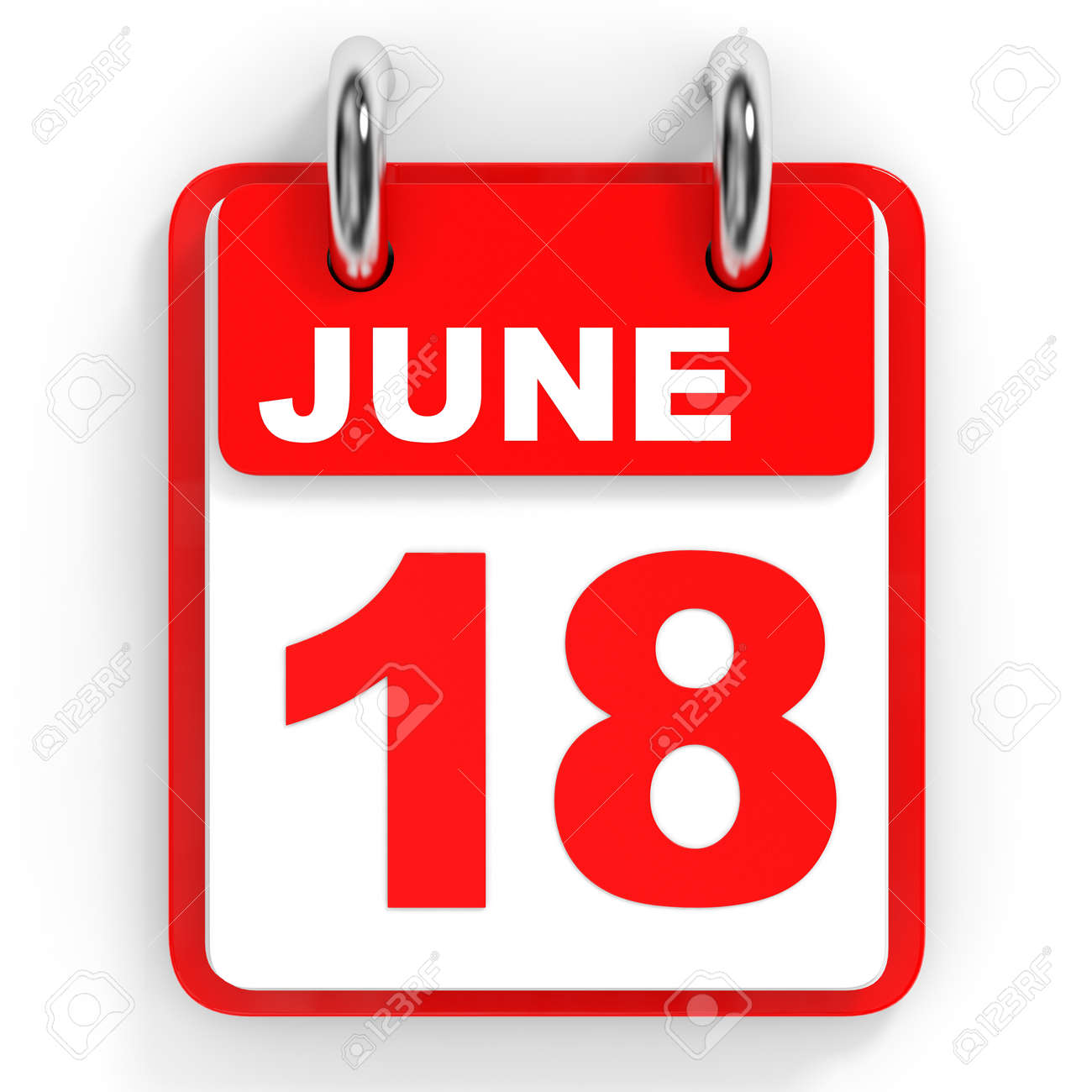 白い背景のカレンダーです 6 月 18 日 3 D イラスト の写真素材 画像素材 Image