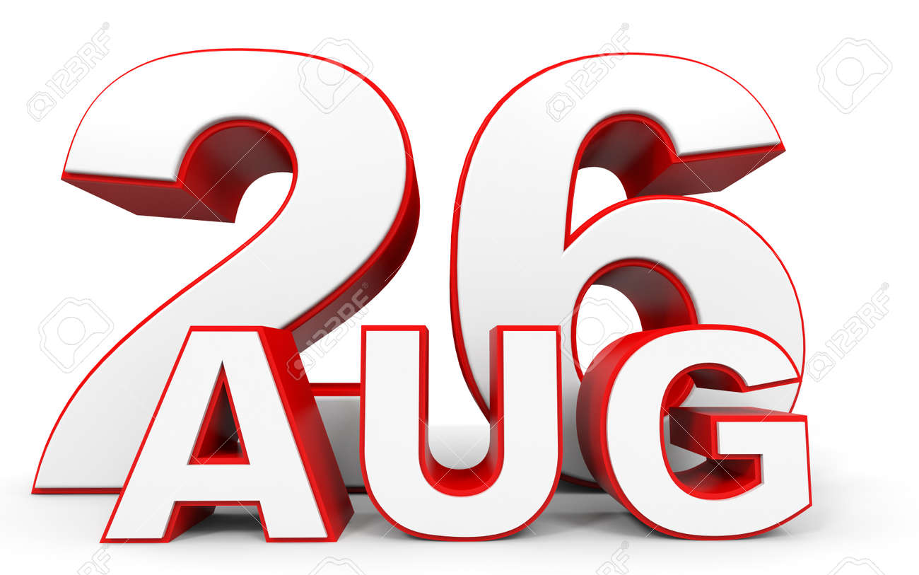 8 月 26 日 白い背景の上の 3d テキストです イラスト の写真素材 画像素材 Image
