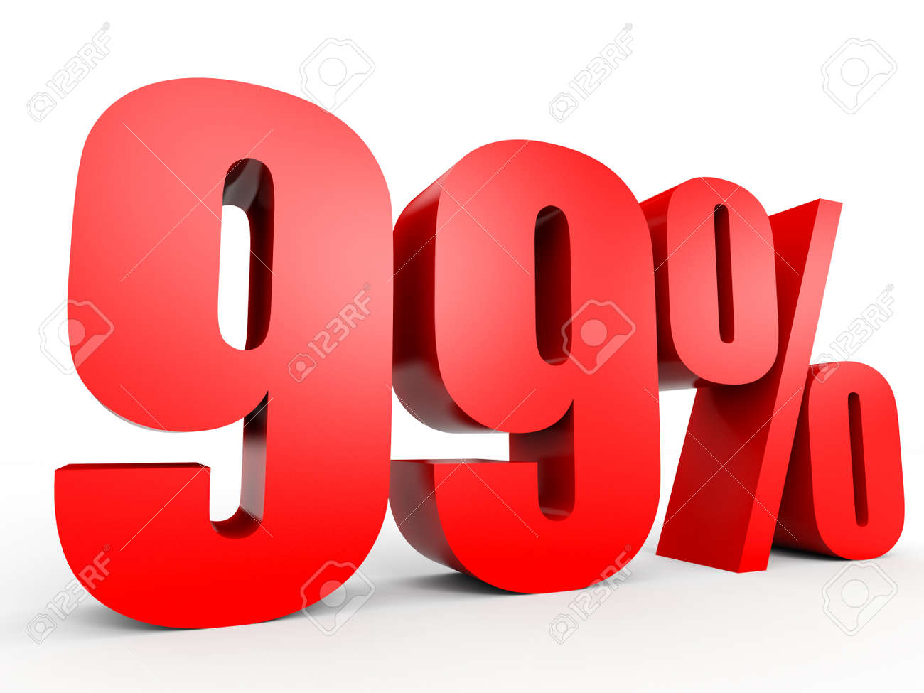 Discount 99 percent off. 3D illustration on white background. - 54873537 Discount 99 percent off. 3D illustration on white background. - 54873537