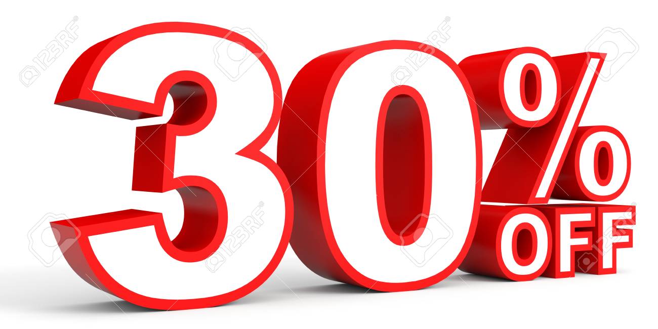 Rabatt Von 30 Prozent Aus 3d Darstellung Auf Weissem Hintergrund Lizenzfreie Fotos Bilder Und Stock Fotografie Image 59249188