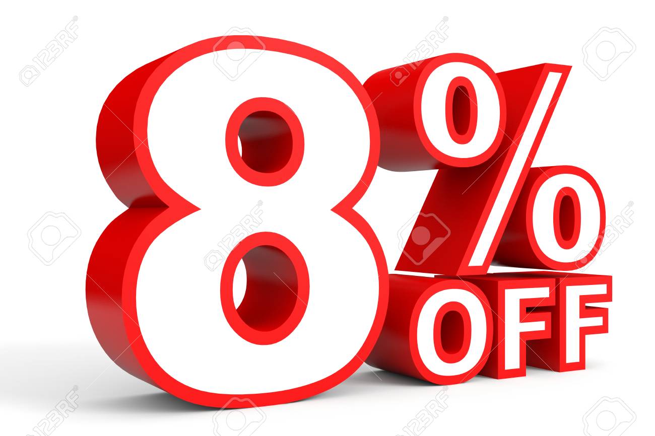 8 を割引します 白い背景に 3 D のイラスト の写真素材 画像素材 Image