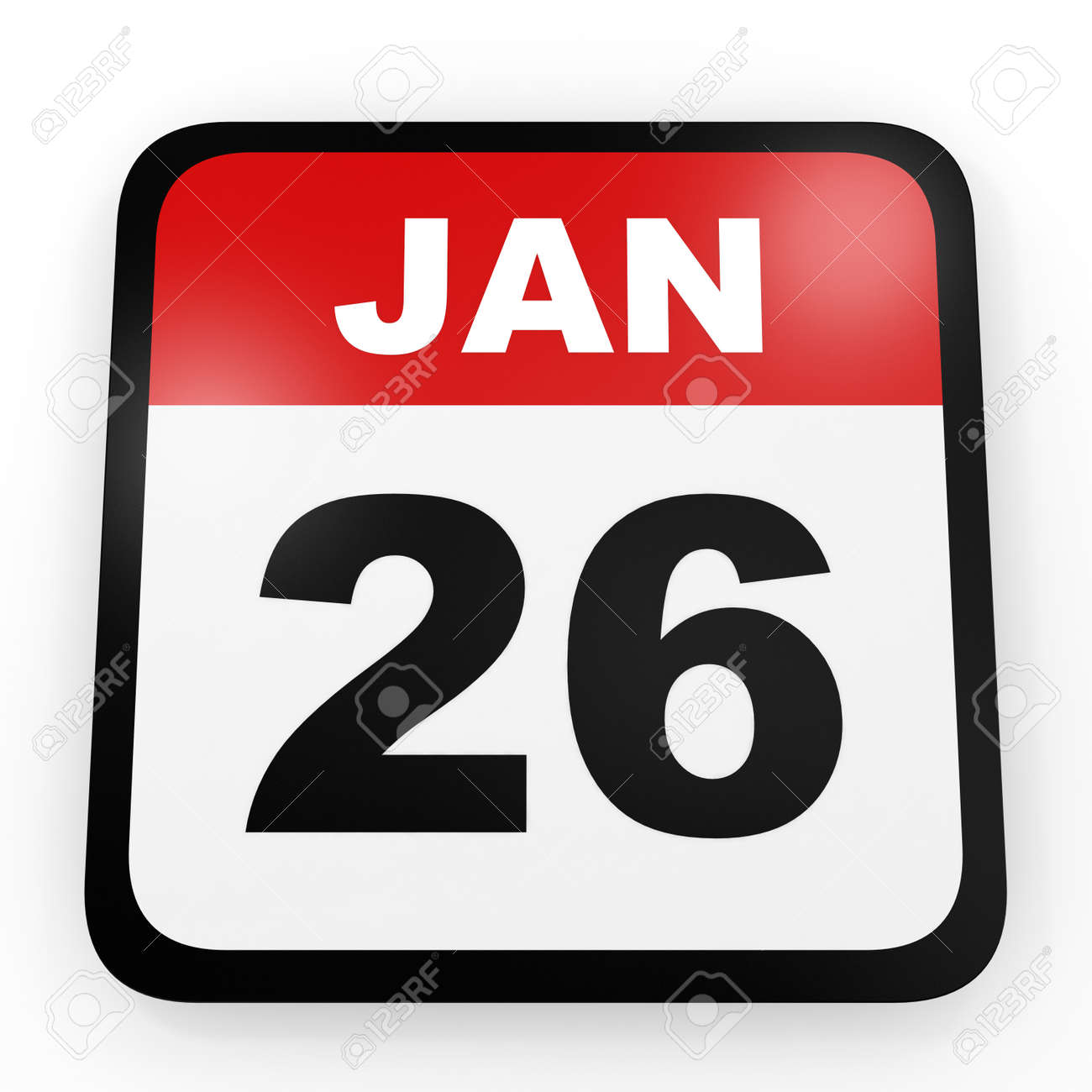 26 De Enero De Calendario En El Fondo Blanco. Ilustración 3D. Fotos, Retratos, Imágenes Y Fotografía De Archivo Libres De Derecho. Image 64097147.