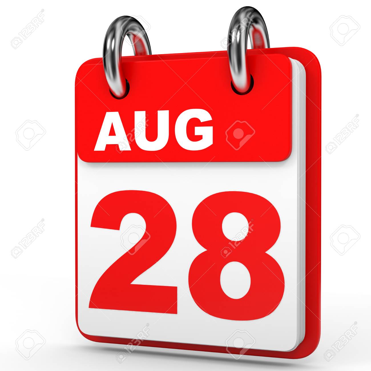 8 月 28 日 白い背景のカレンダーです 3 D イラスト の写真素材 画像素材 Image