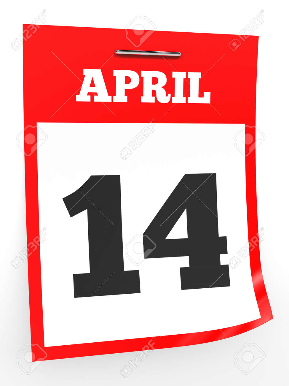 4 月 14 日 白い背景のカレンダーです 3 D イラスト の写真素材 画像素材 Image