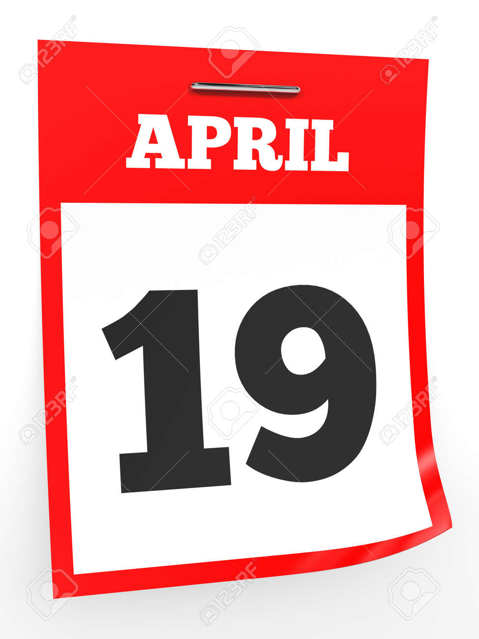 4 月 19 日 白い背景のカレンダーです 3 D イラスト の写真素材 画像素材 Image