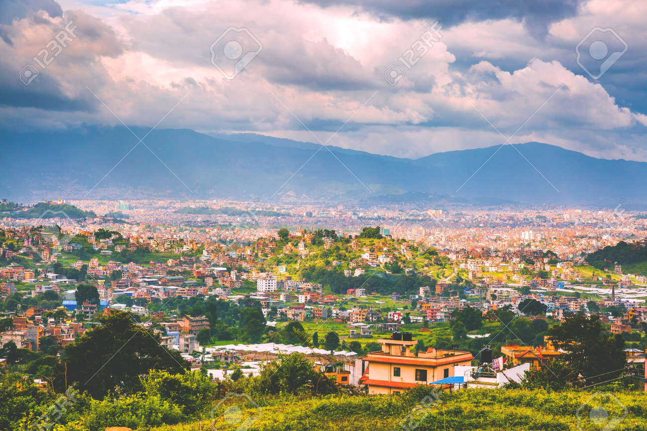 Aerial View Of Kathmandu City Capital Of Nepal,Bird Eye View Kathmandu City  With Himalayas Mountains At The Background,Top View Of Kathmandu City.  Stock Photo, Picture and Royalty Free Image. Image 105413552., image size:1300x867