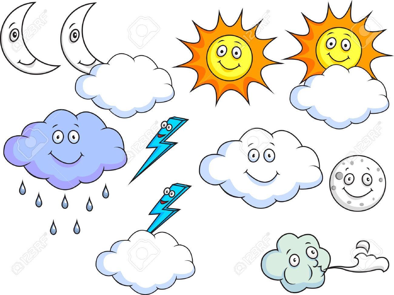 cartoon weather symbols royalty free cliparts vectors and stock