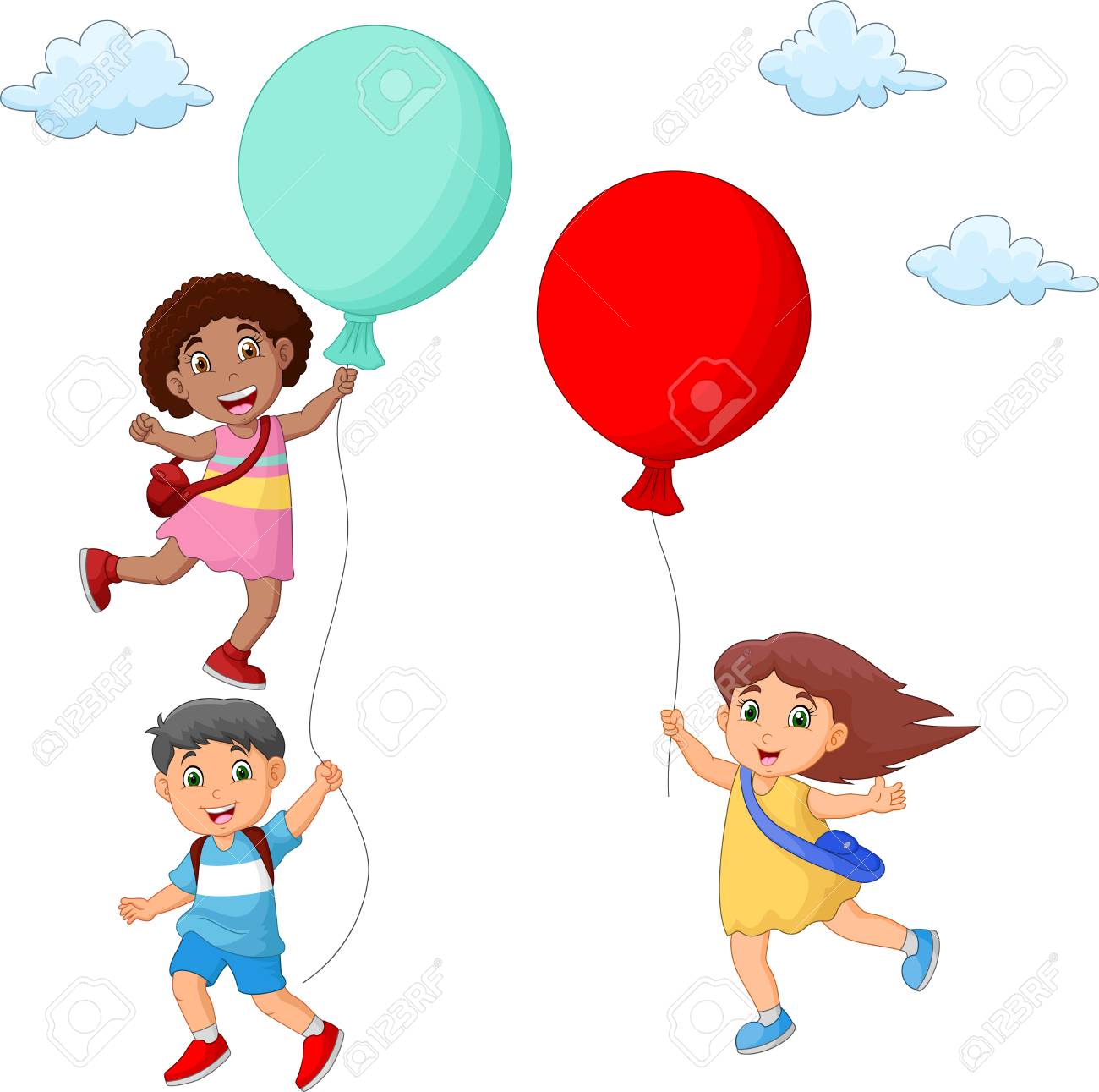 Kids Cartoon Hanging On Balloon Royalty Free Cliparts Vectors And Stock Illustration Image 110770494 kids cartoon hanging on balloon