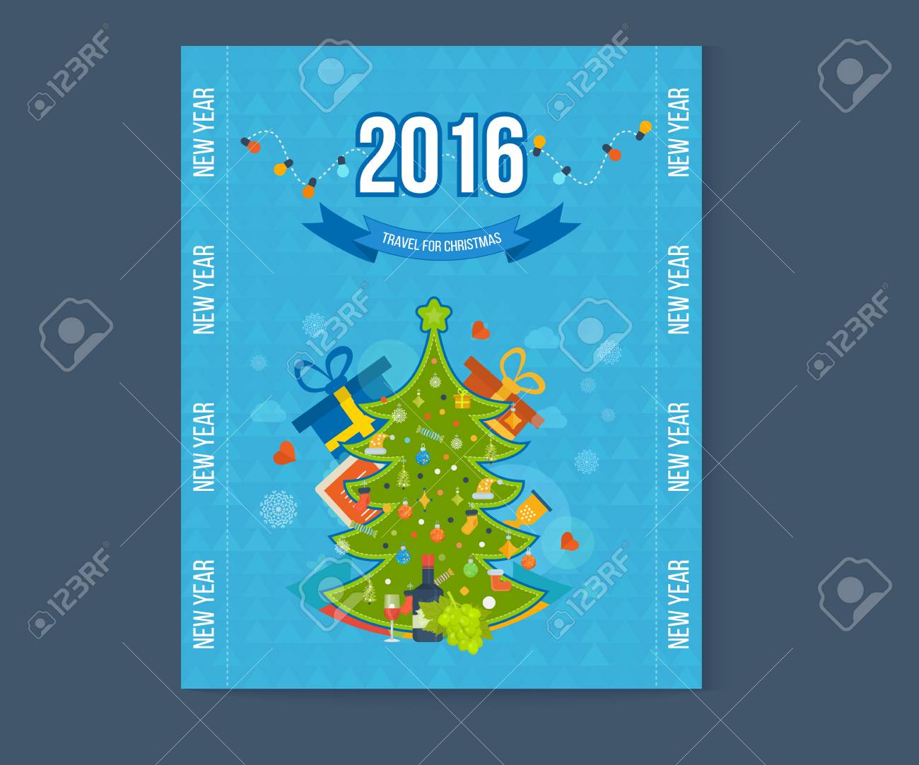 Carta Di Invito Con La Vita Della Città Invernale E Lo Spazio Per Il Testo Disegno Di Auguri Di Buon Natale Buon Natale E Capodanno Albero Di