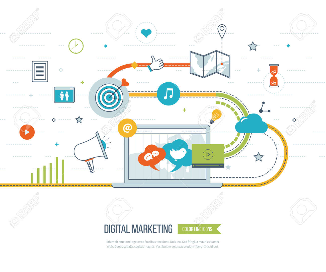 Digital marketing and social network concept for web and infographic. Teamwork and communication. Social media concept. Marketing strategy. Marketing plan - 50626584 Digital marketing and social network concept for web and infographic. Teamwork and communication. Social media concept. Marketing strategy. Marketing plan - 50626584