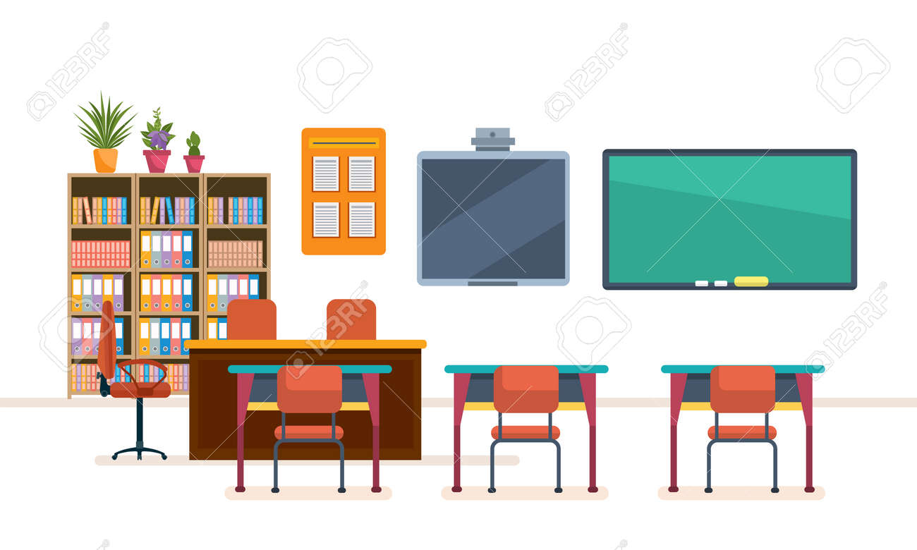 classroom with chalkboard