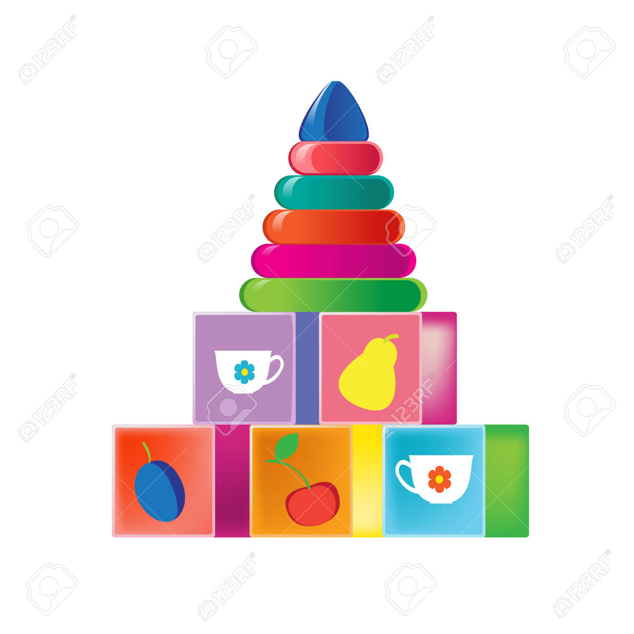 Pyramide De Dessin Animé De Cubes Colorés Cubes De Jouet Pour Les Enfants Illustration Vectorielle Coloré Pour Les Enfants Vecteurs libres de droits Pyramide De Dessin Animé De Cubes Colorés Cubes De Jouet Pour Les Enfants Illustration Vectorielle Coloré Pour Les Enfants Vecteurs libres de droits