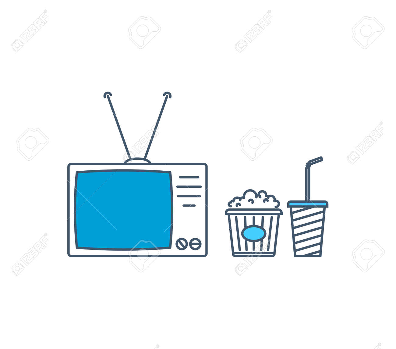 現代のテレビ エンターテイメント 自由時間 映画鑑賞 のイラスト素材 ベクタ Image