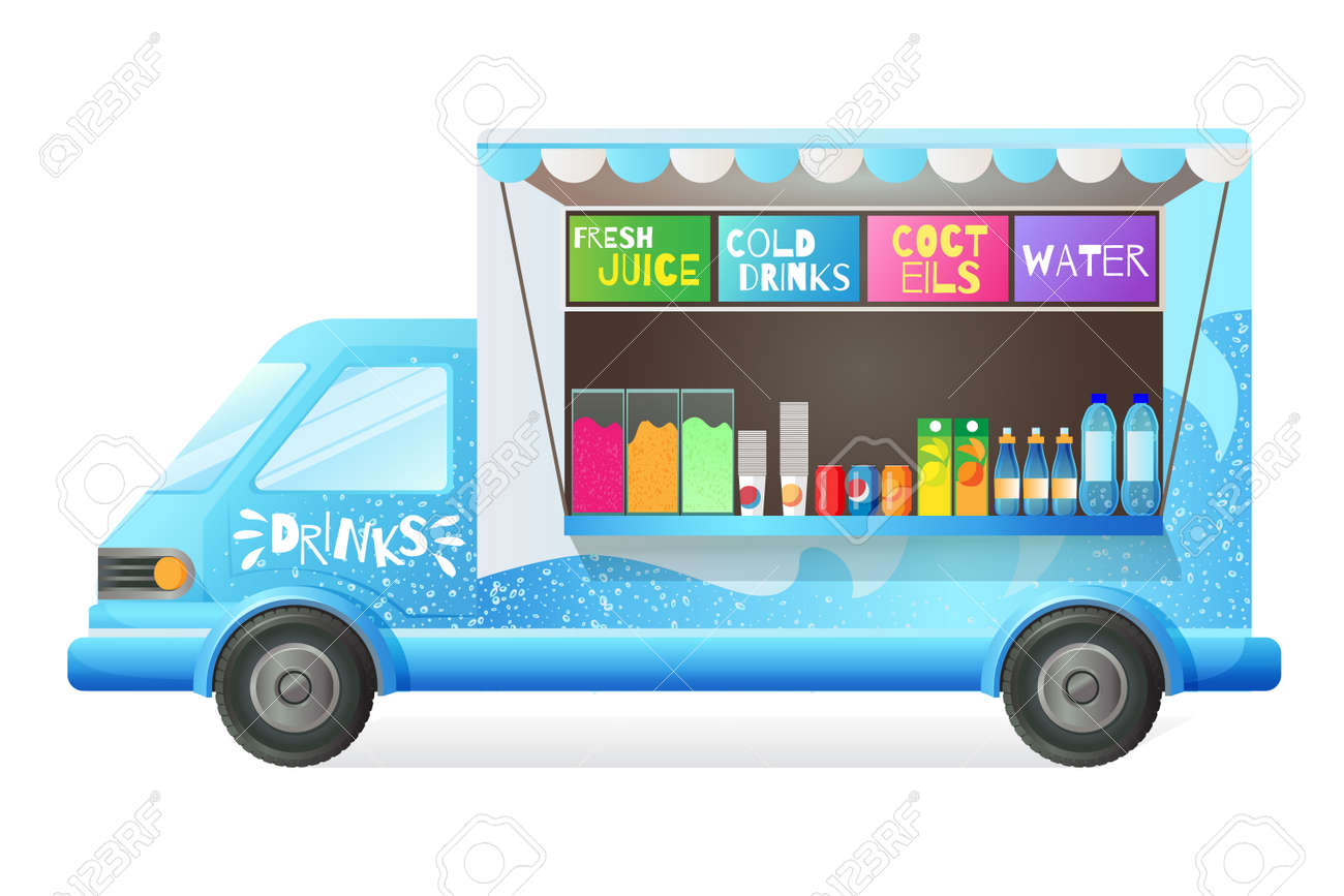 Street Van With Street Food Shop Truck Counter On Wheels Stall Royalty Free Cliparts Vectors And Stock Illustration Image 125368816