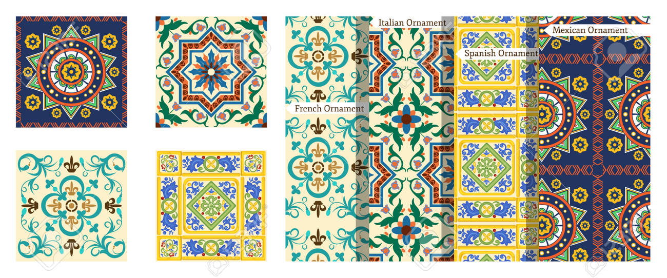 French Seamless Background Mexican Pattern With Ornaments