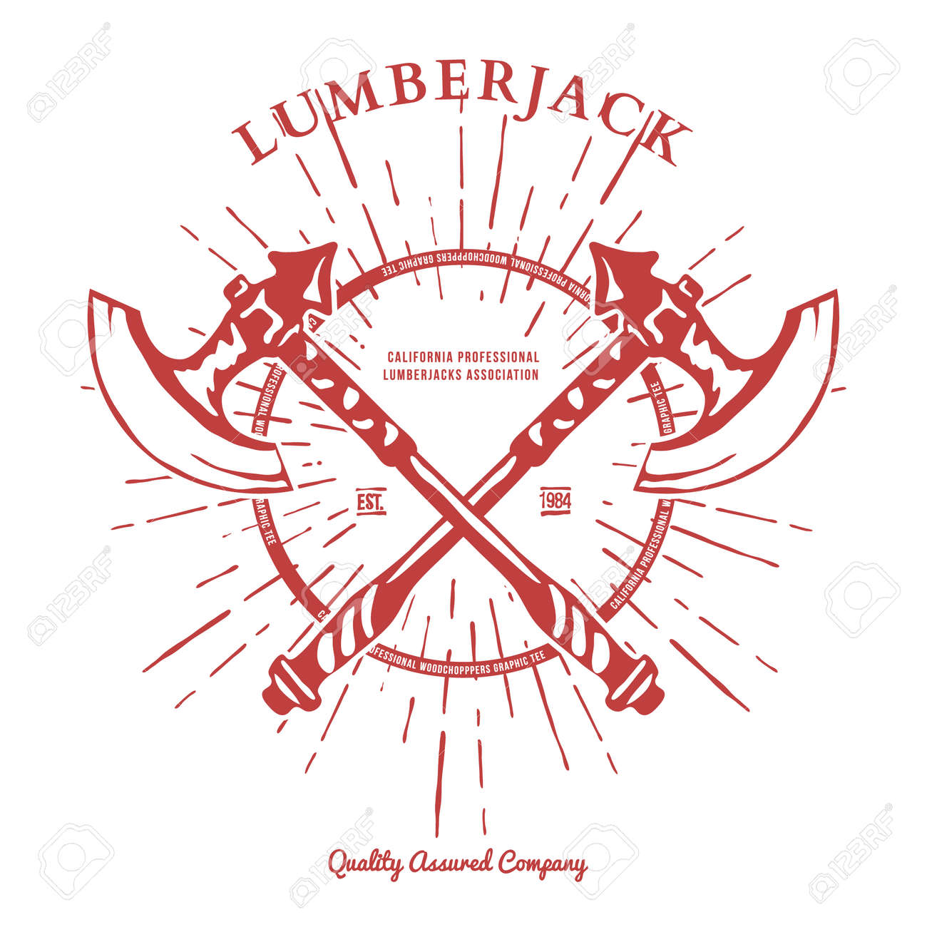 交差軸木こりグラフィック T シャツ ベクトル T 印刷イラスト のイラスト素材 ベクタ Image