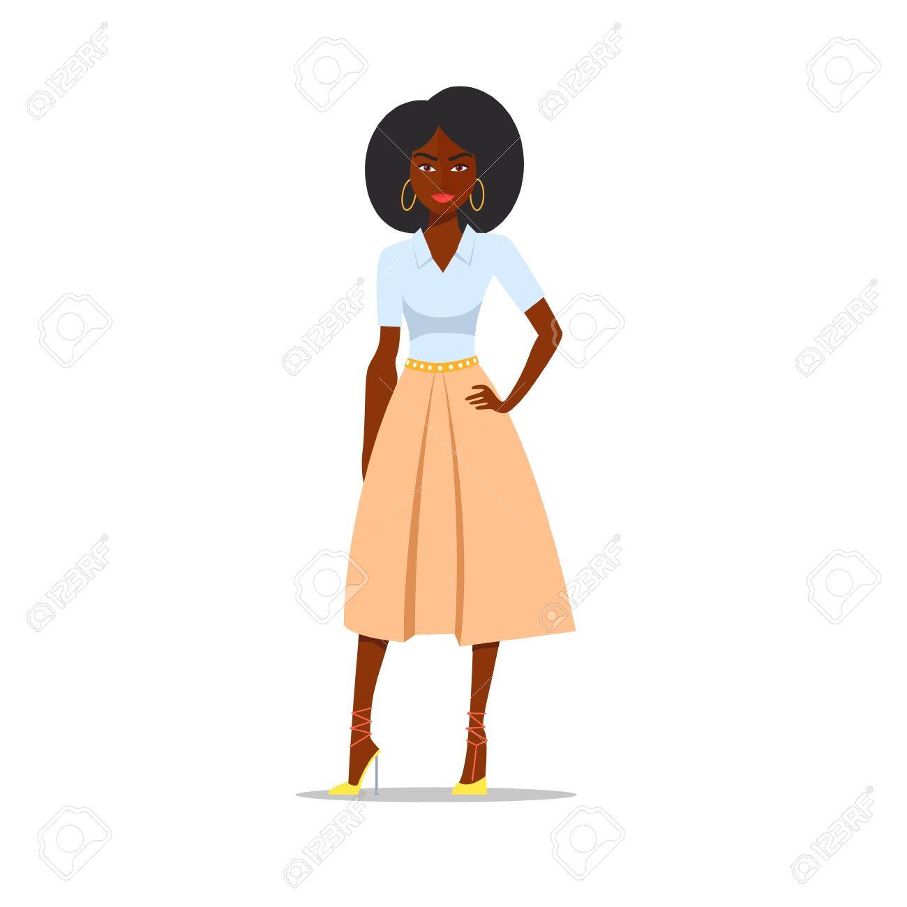 漫画アフロとアフリカ系アメリカ人の女性 ベクトル図のイラスト素材 ベクタ Image