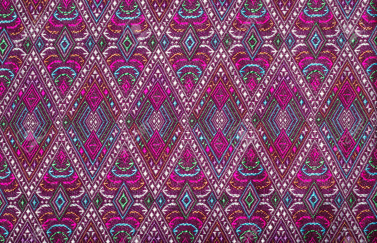 タイシルク生地のタイ風パターン の写真素材 画像素材 Image