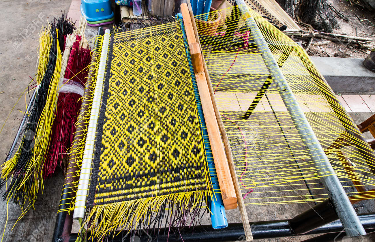 Traditional Thai Style Floor Mat Making Stock Photo Picture And
