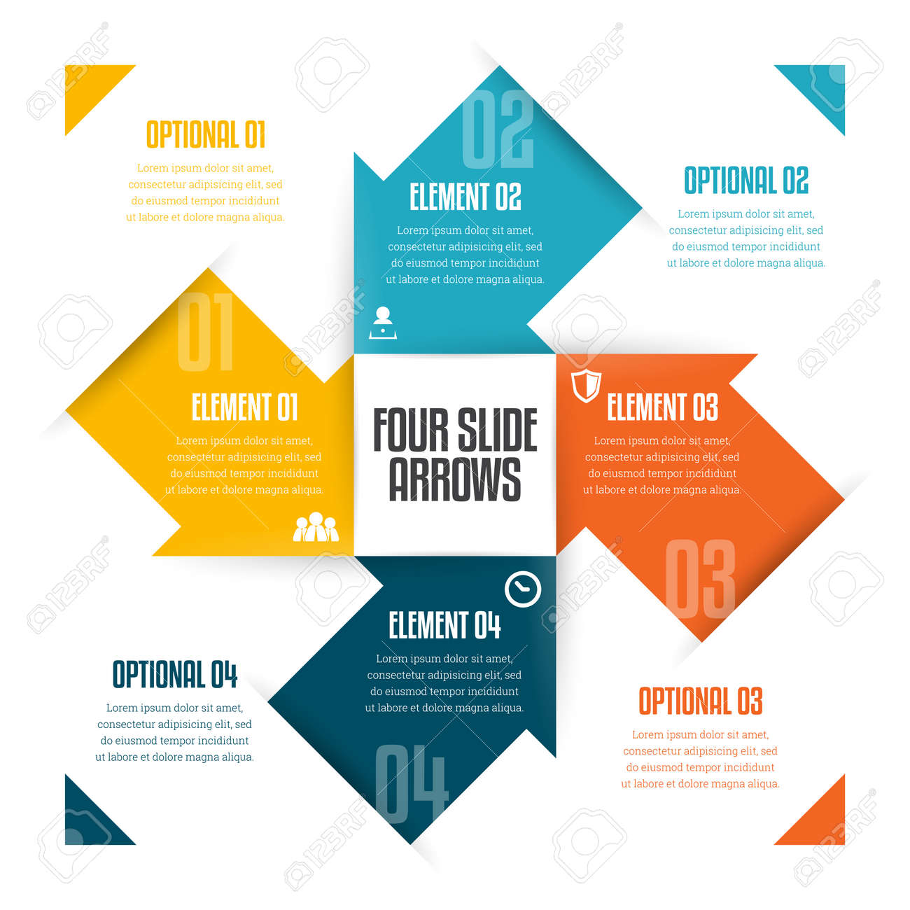 vector illustration of four slide arrows infographic design element arrows infographic