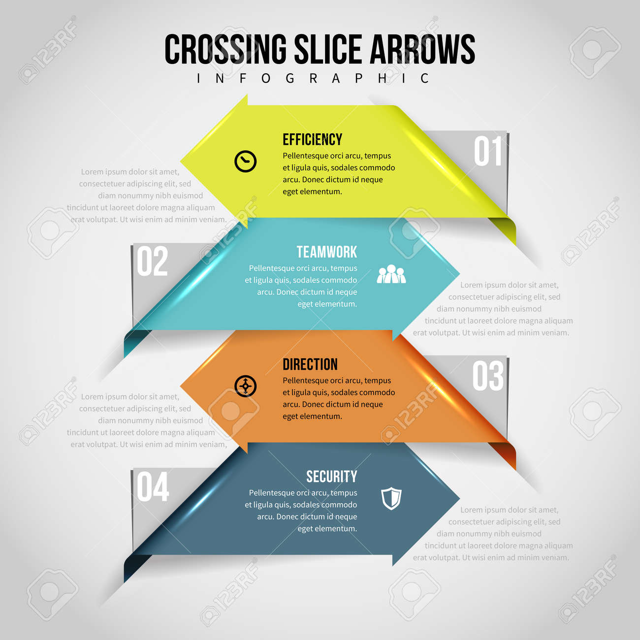 vector illustration of crossing slice arrows infographic design arrows infographic